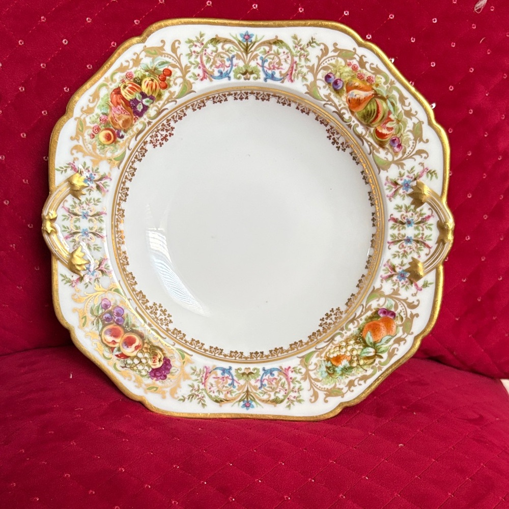 Antique Circa 1894-1930 Charles Ahrenfeldt Floral Gold Gilt Plate France Depose.